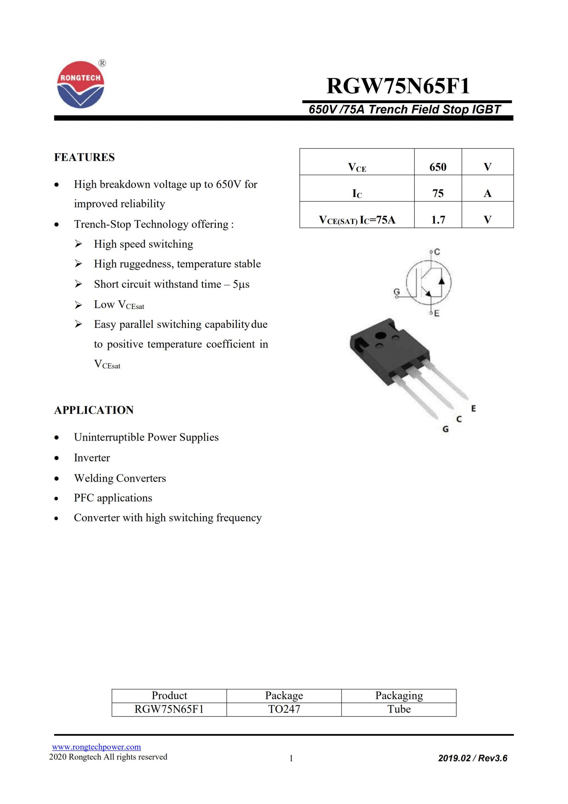 RGW75N65F1-rongtechsemi