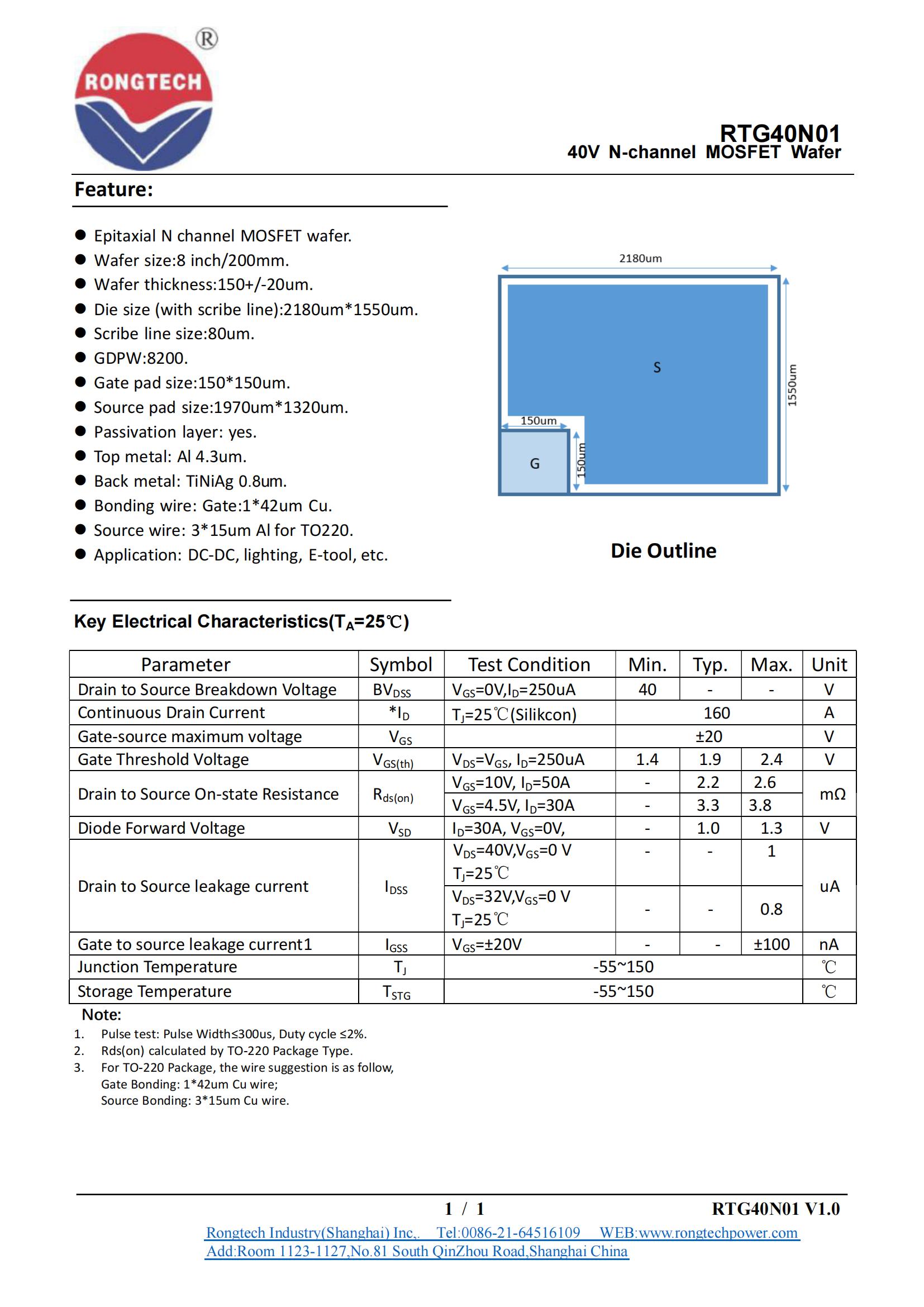 RTG40N01-rongtechsemi